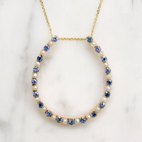 Edwardian Sapphire & Pearl Horseshoe Necklace