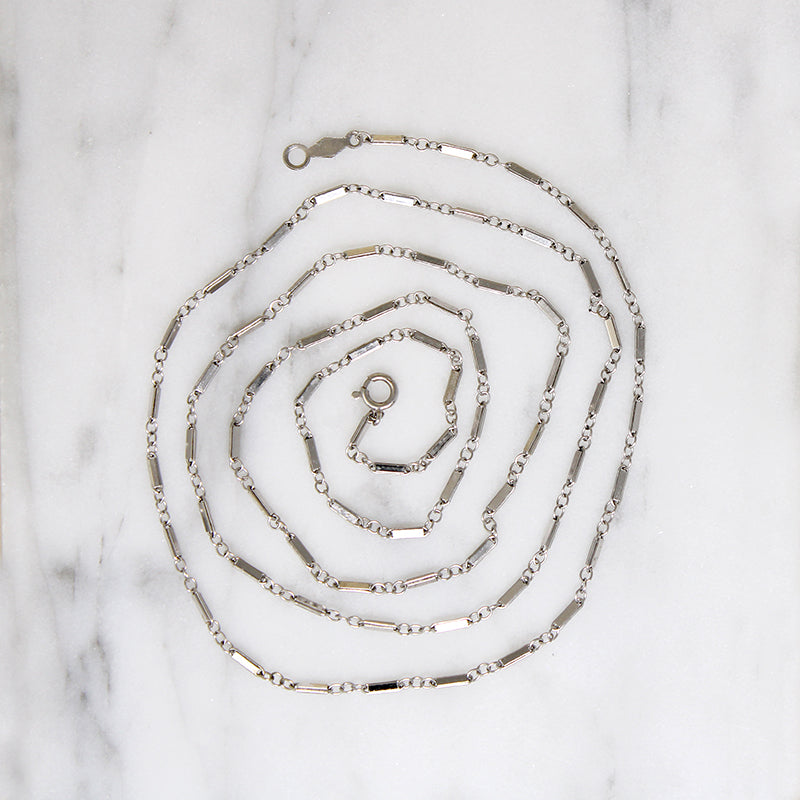 Supple Art Deco 14k White Gold Chain