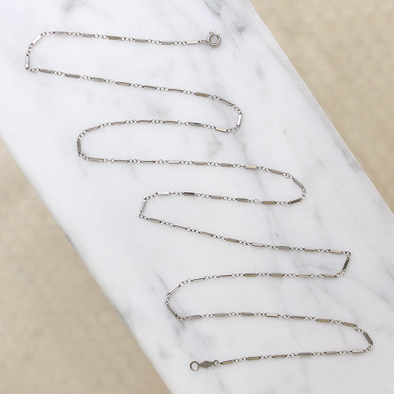 Supple Art Deco 14k White Gold Chain