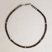 Navajo Brown Heishi Shell & Sterling Bead Necklace