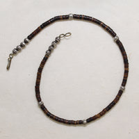 Navajo Brown Heishi Shell & Sterling Bead Necklace