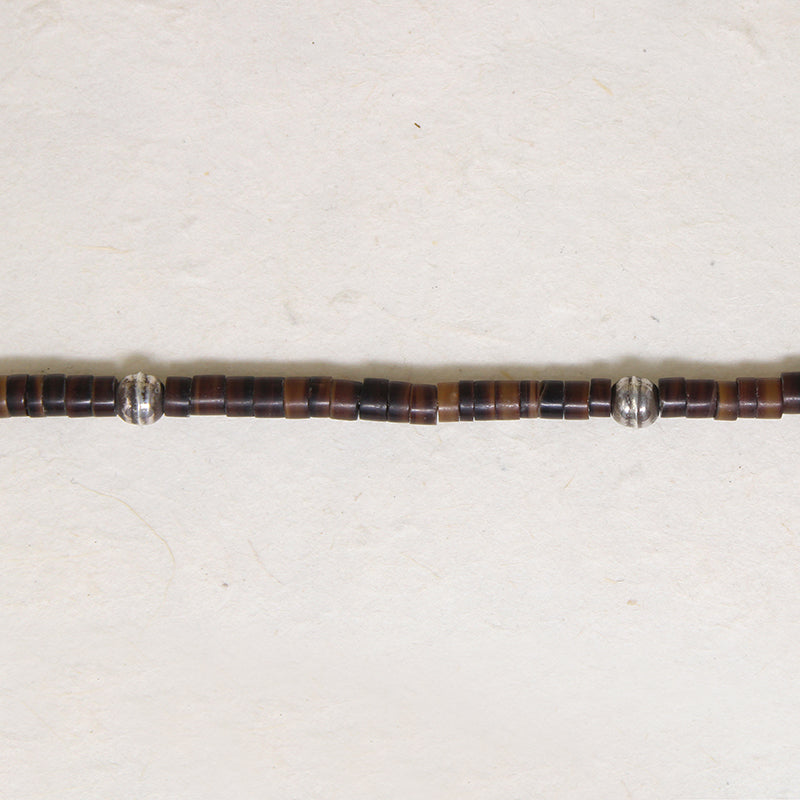 Navajo Brown Heishi Shell & Sterling Bead Necklace