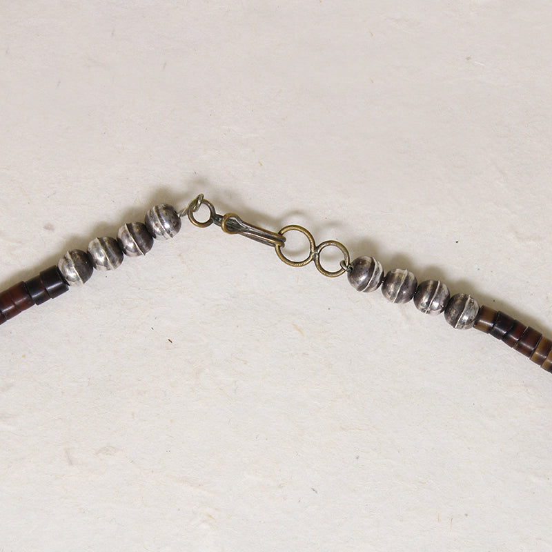 Navajo Brown Heishi Shell & Sterling Bead Necklace