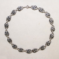 Pretty Pair of Roses Sterling Silver Panel Necklace