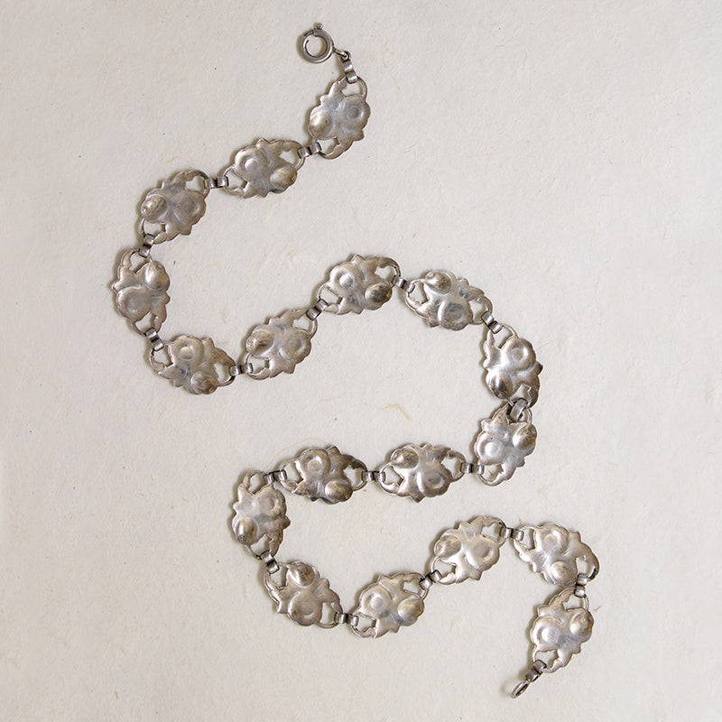 Pretty Pair of Roses Sterling Silver Panel Necklace