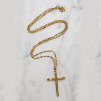 Art Deco Motif Engraved Gold Filled Cross
