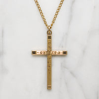 Art Deco Motif Engraved Gold Filled Cross