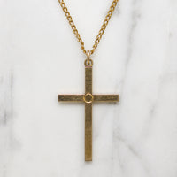 Art Deco Motif Engraved Gold Filled Cross