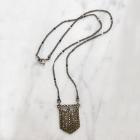 Handsome Deco Style Sterling & Marcasite Shield Necklace