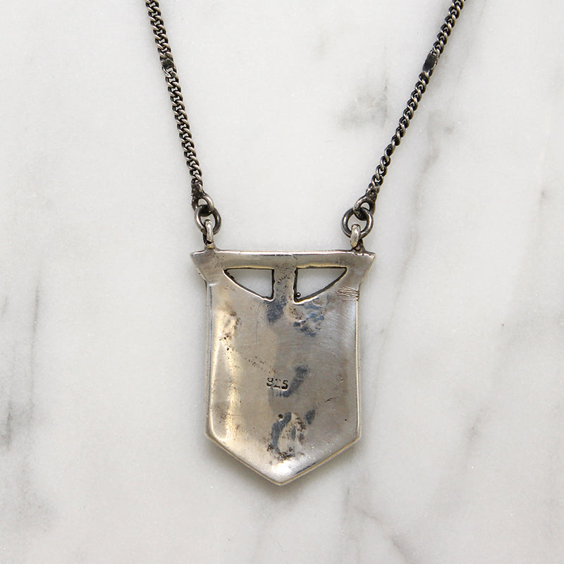 Handsome Deco Style Sterling & Marcasite Shield Necklace