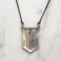 Handsome Deco Style Sterling & Marcasite Shield Necklace