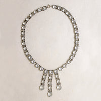 Elevated Art Deco Crystal & Sterling Fringe Necklace