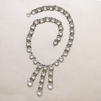 Elevated Art Deco Crystal & Sterling Fringe Necklace