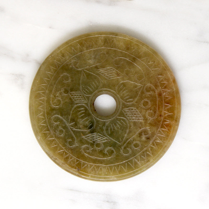 Jade Disc with Engraving Circa 1960
