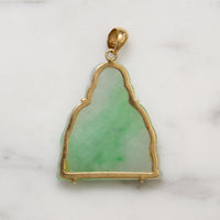Serene Smiling Jade & 14k Gold Buddha Pendant