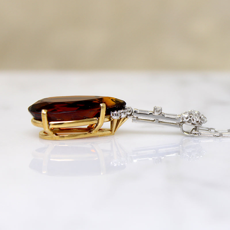 Stunning Madeira Citrine & Diamond Necklace