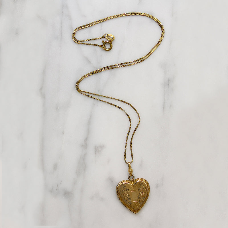 Romantic Engraved Vermeil Heart Locket