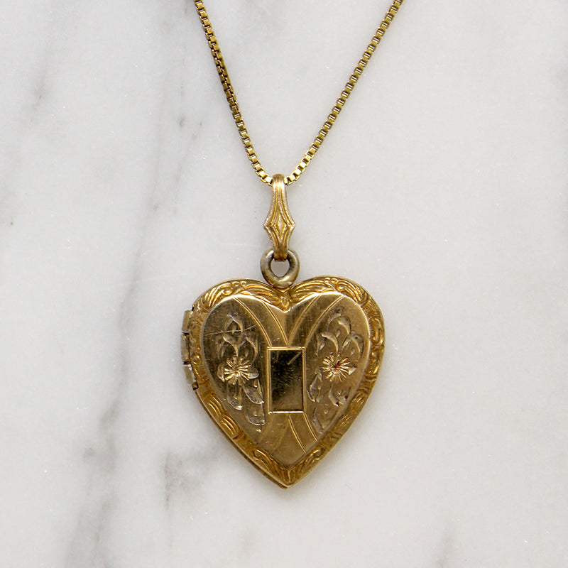 Romantic Engraved Vermeil Heart Locket
