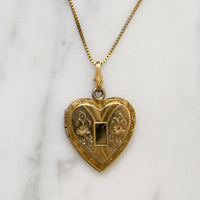 Romantic Engraved Vermeil Heart Locket