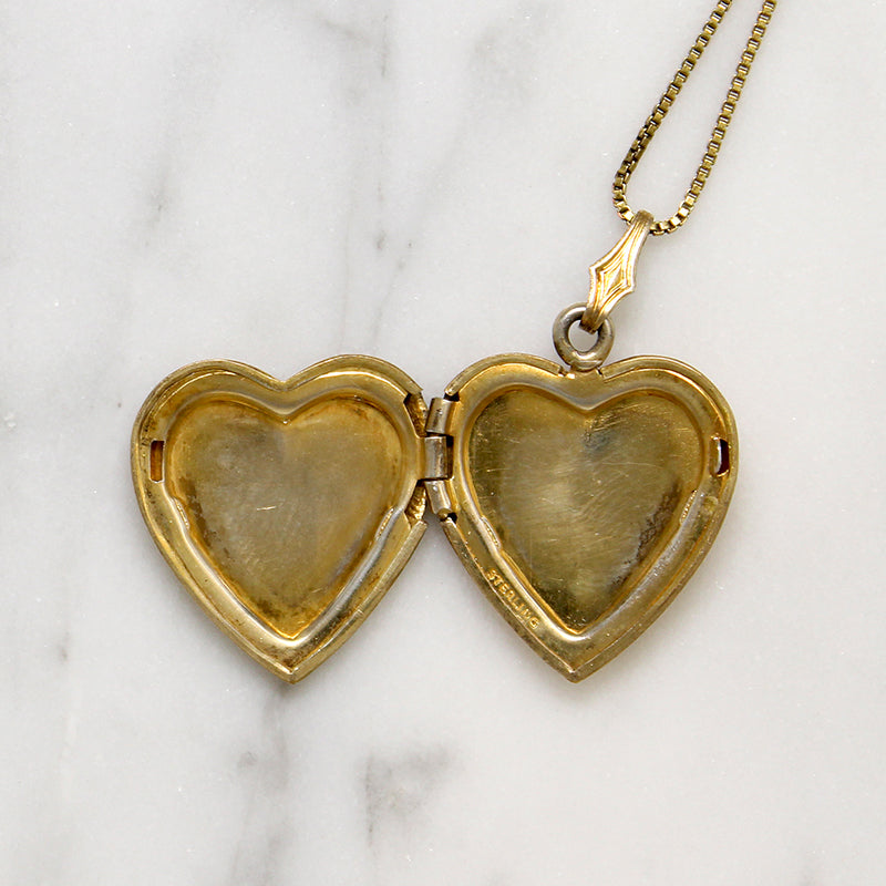 Romantic Engraved Vermeil Heart Locket