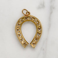 Mid Century Gold & Pearl Horseshoe Pendant