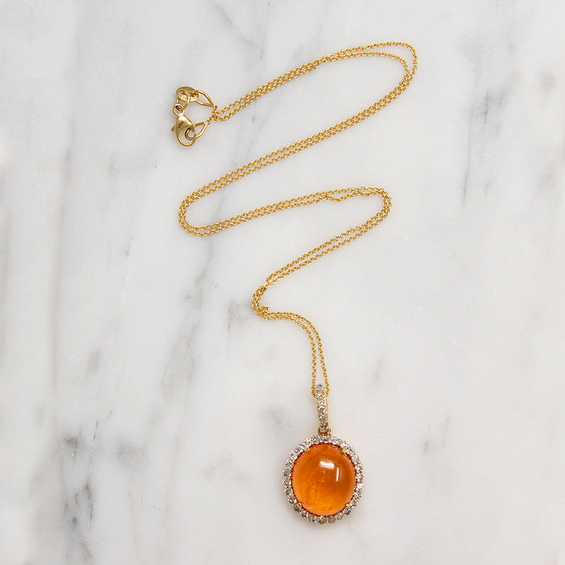 Torrid Italian Orange Garnet & Diamond Necklace