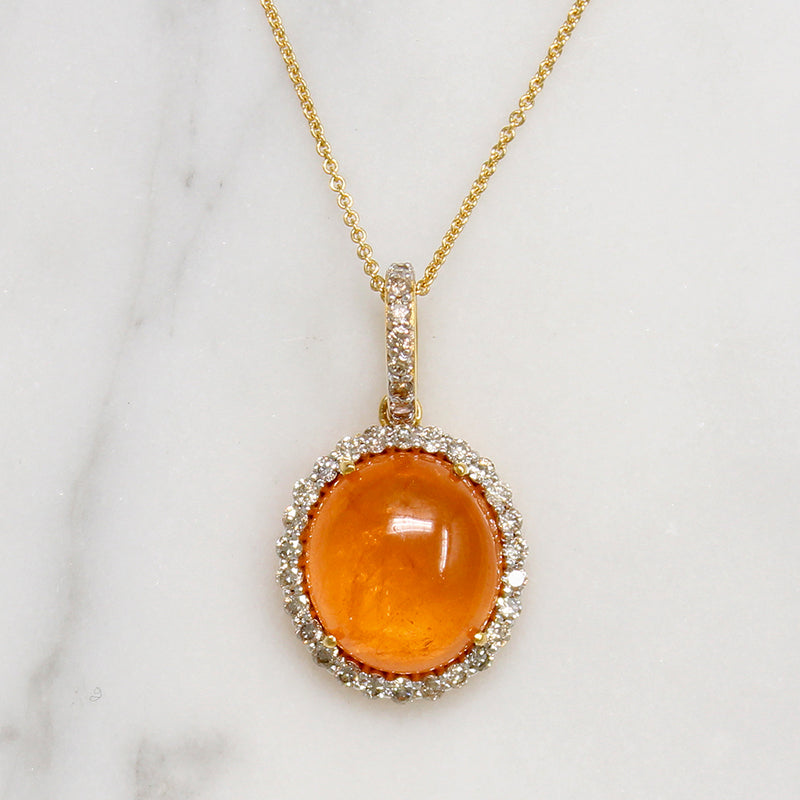 Torrid Italian Orange Garnet & Diamond Necklace