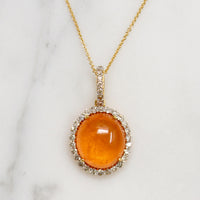 Torrid Italian Orange Garnet & Diamond Necklace