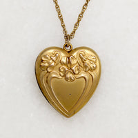 Bliss Brothers Art Nouveau Heart Locket with Irises