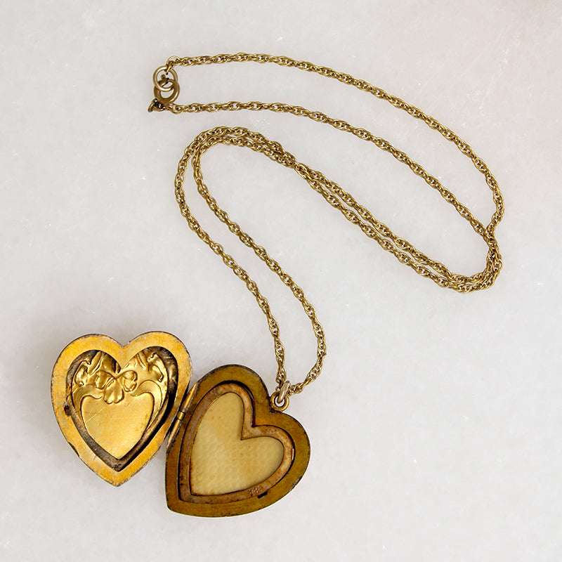 Bliss Brothers Art Nouveau Heart Locket with Irises