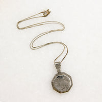 Octagonal Sterling Locket Engraved with Flowers