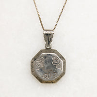 Octagonal Sterling Locket Engraved with Flowers