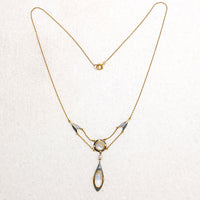 Alluring Moonstone & Enamelled Gold Arts & Crafts Necklace