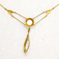 Alluring Moonstone & Enamelled Gold Arts & Crafts Necklace