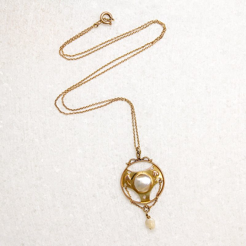 Charles Horner 9ct Gold & Pearl Arts & Crafts Pendant