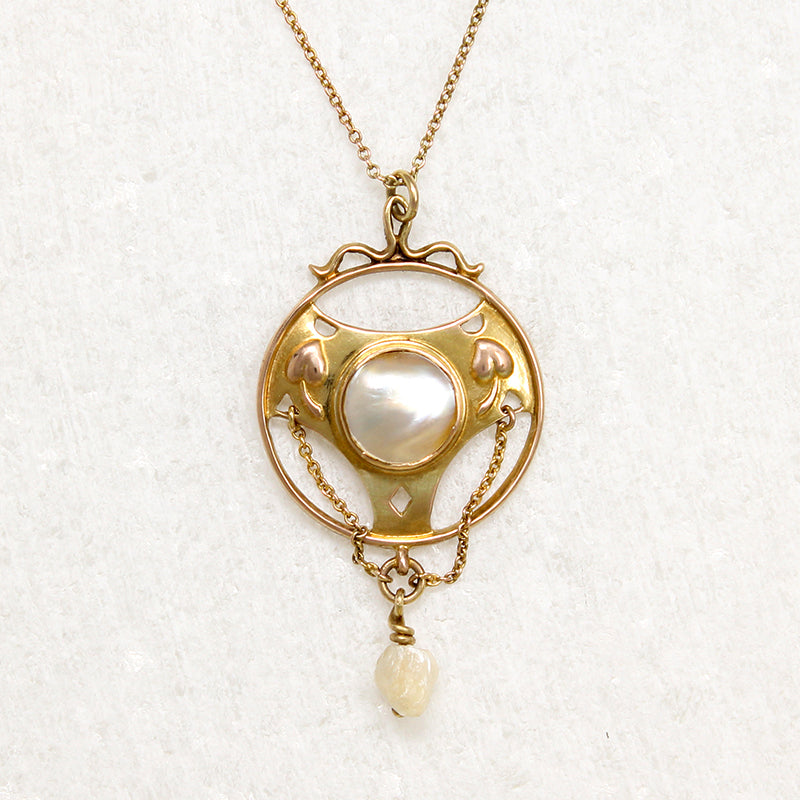 Charles Horner 9ct Gold & Pearl Arts & Crafts Pendant