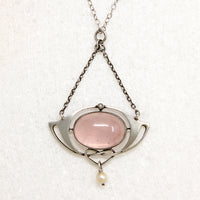 Sterling Arts & Crafts Necklace with Pink Quartz & Pearl