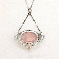 Sterling Arts & Crafts Necklace with Pink Quartz & Pearl