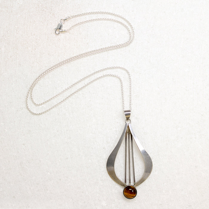 Graceful Sterling Silver & Tigers Eye Necklace