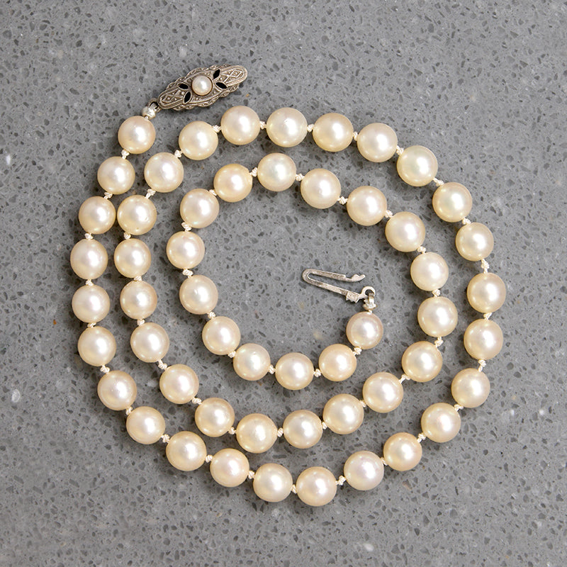 Princess Length Akoya Pearls with Silver Clasp