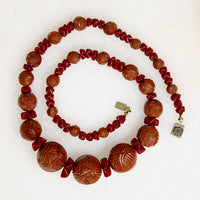 Fabulous Brick & Umber Czech Glass Bead Necklace