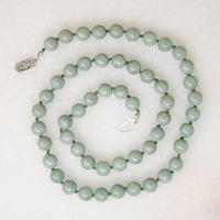 Celadon Green Jade Beads with White Gold Clasp
