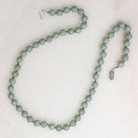 Celadon Green Jade Beads with White Gold Clasp