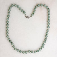 Celadon Green Jade Beads with White Gold Clasp