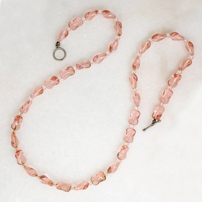 Pink Glass Beads with a Twist