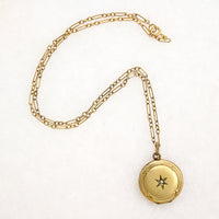 French Gold Filled Locket with Star-Set Pearl