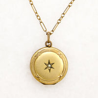 French Gold Filled Locket with Star-Set Pearl