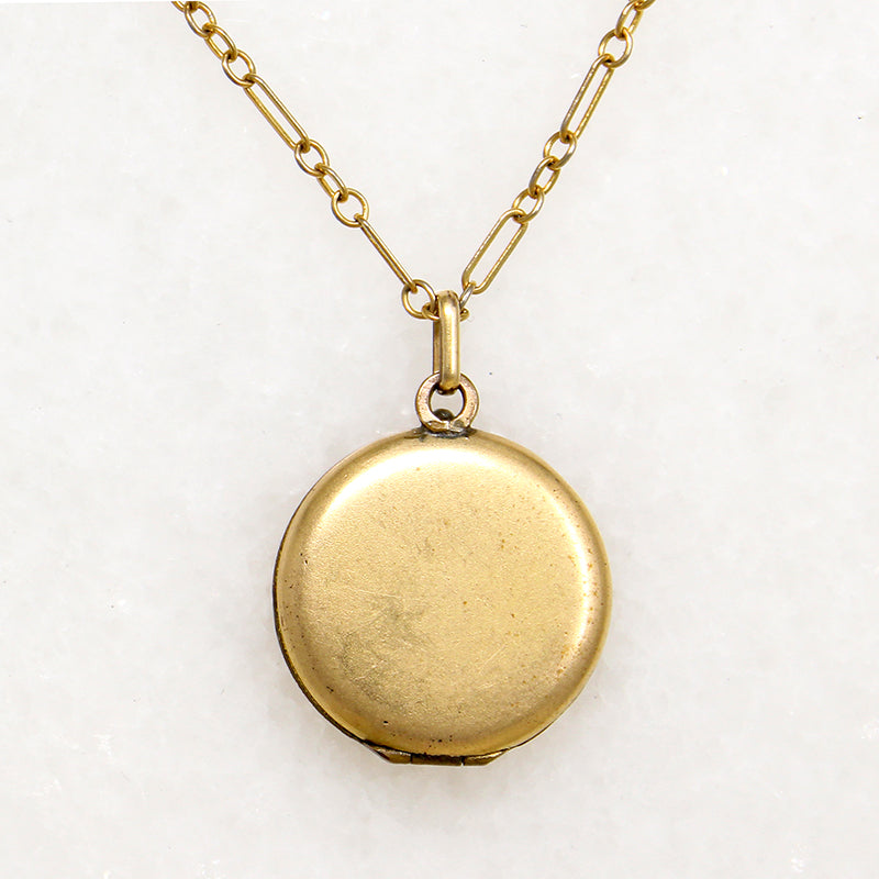 French Gold Filled Locket with Star-Set Pearl