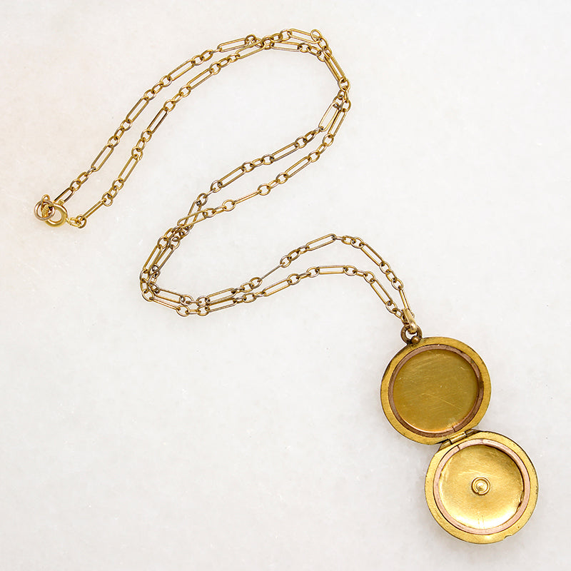 French Gold Filled Locket with Star-Set Pearl