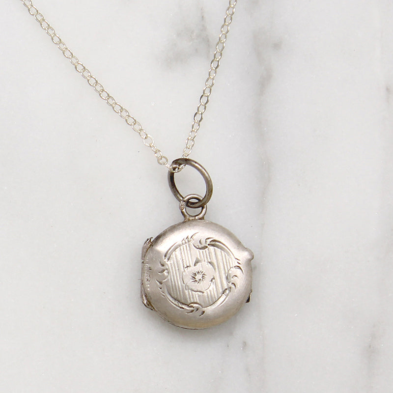 Petite French Locket of Engraved Aluminum